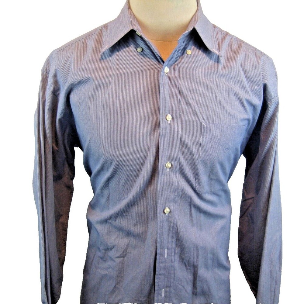 Mens Tommy Hilfiger Blue Pinpoint LS Cotton Casual Shirt sz 16x34/35